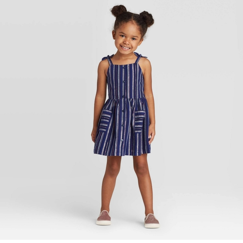Cat & Jack Navy Blue Striped Sundress
